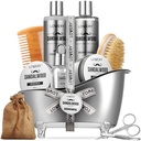Mens Gifts, Sandalwood Beard Grooming Kit, Mens Grooming Kit for Dave, Him, 11pc Beard Straightener for Men Beard Care, Beard Growth and Trimming Gift, Beard Wash Oil & More