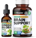 BIO KRAUTER גינקו Biloba Tincture 2 Fl. Oz. & Brain Support 100 קפסולות