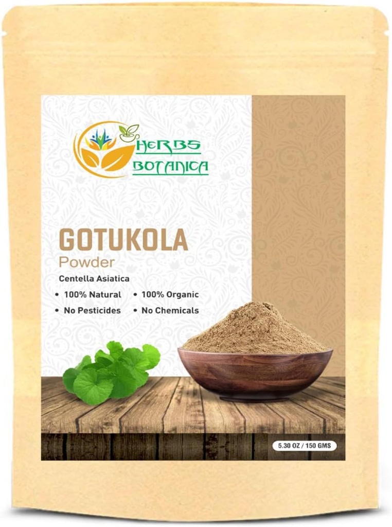 Herbsa הבוטני Gotu Kola אבקה (Centella Asiatica) 5.3 oz / 150 GMS עבור תה, שיער צמיחה & בריאות מערכת Nervous מערכת יפה קרקע אבקת צמחי עבור יופי ותוספים
