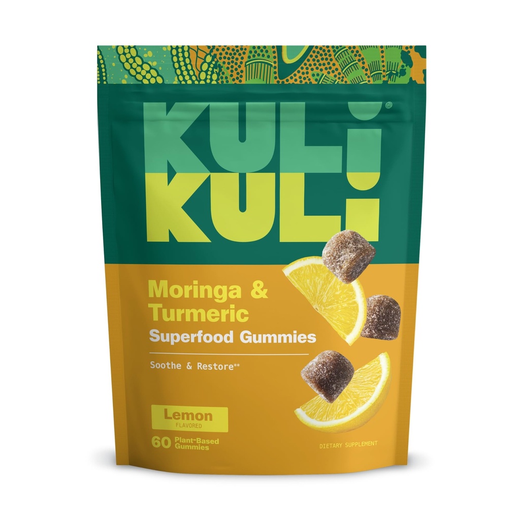 Kuli Kuli Super Energy Gummies - תוספי אנרגיה עם Moringa, Caffeine-Free Natural Energy Booster - 60 Non-GMO, Gluten-Free Moringa Gummies
