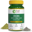 תוספת ברזל Folic Acid - 120 טבליות Veg עם Zinc, ויטמין C & ויטמין B12 עבור גברים ונשים | תומך ייצור Haemoglobin, Boosts Immunity ושומר על רמת הברזל