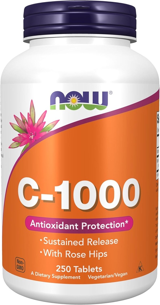 Now Foods, C-1000, Now Foods C-1000 Sustained שוחרר עם Rose Hips, 250 טבליות