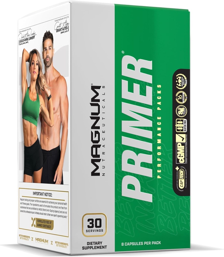 Magnum Nutraceuticals Primer ויטמין Packs for Women & Men, Daily Foodsent Supplement - Travel-Friendly Multivitamin Support Heart, Joint, Digestive and Organ Health (30 Pack)