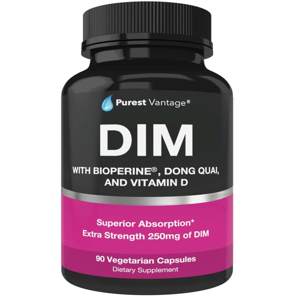 Pure DIM תוסף 250 מ"ג Diindolylmethane Plus BioPerine ו Dong Quai - תמיכה הורמונלית עבור נשים וגברים, Menopause & Estrogen תמיכה - 90 קפסולות צמחוניות