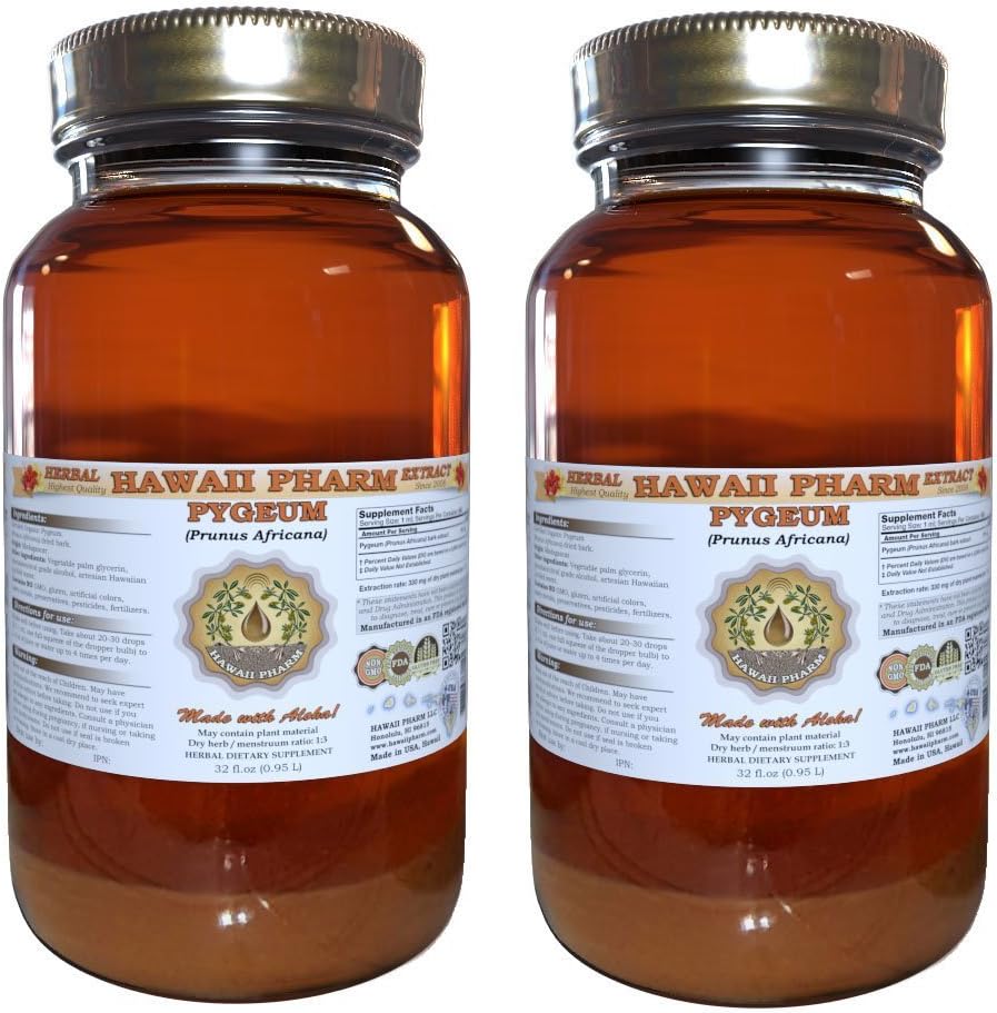 חילוף נוזלי Pygeum, Pygeum (Pygeum Africanum) Tincture, תוסף צמחי, הוואי Pharm, Made בארה"ב, 2x32 fl.oz