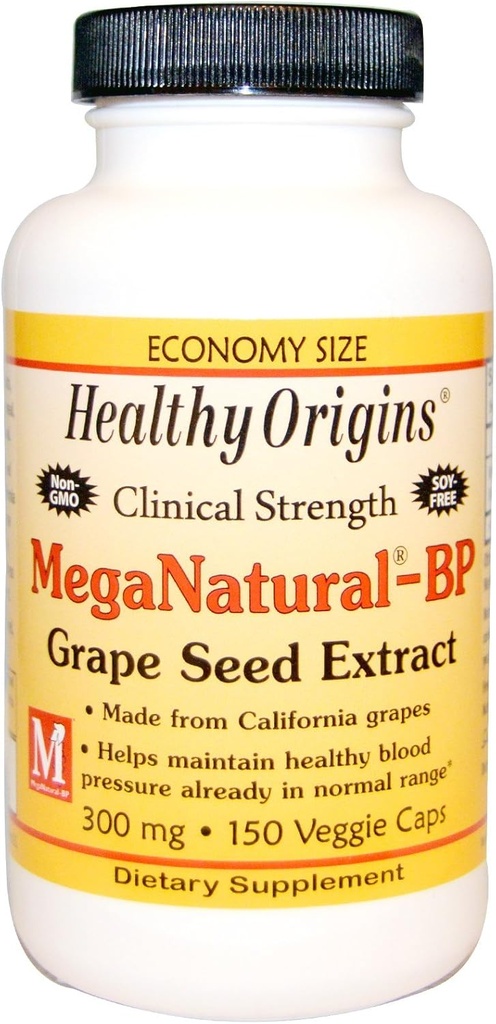 מקורות בריאים Mega Natural-BP Grape Seed לחלץ - 300 מ"ג - 150 קפסולות