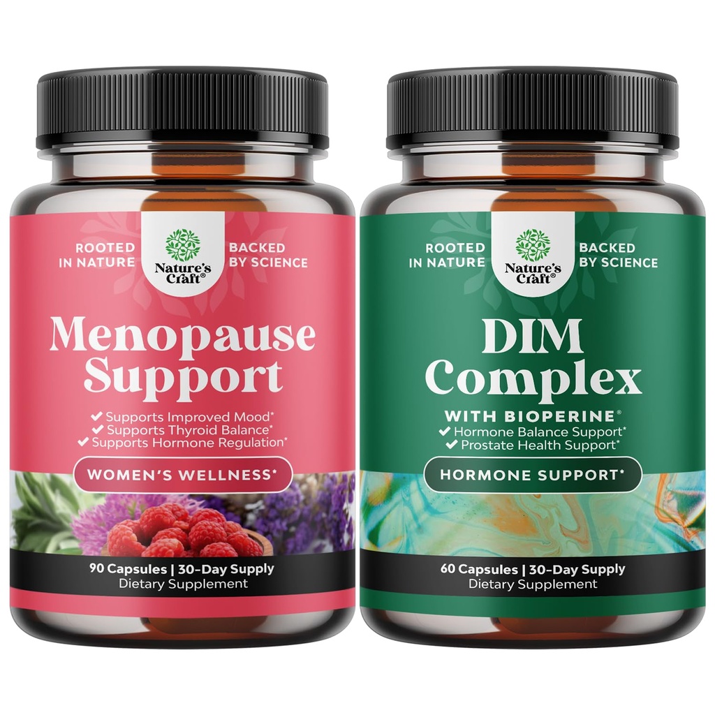 Bundle של Total Menopause תוסף - Hot Flashes הקלה - Dong Quai Vitex Chaste Berry ו Black Cohosh ו- Pure DIM עם bioperine - Diindolylhane טסטוסטרון מורכב עם ברוקולי Florets