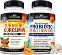 65 מיליארד CFU Daily Probiotic תוסף (1 חודש אספקה) Plus Turmeric Curcumin עם Black Pepper לחלץ 1500 מ"ג תרכובת (גודל רכבי)