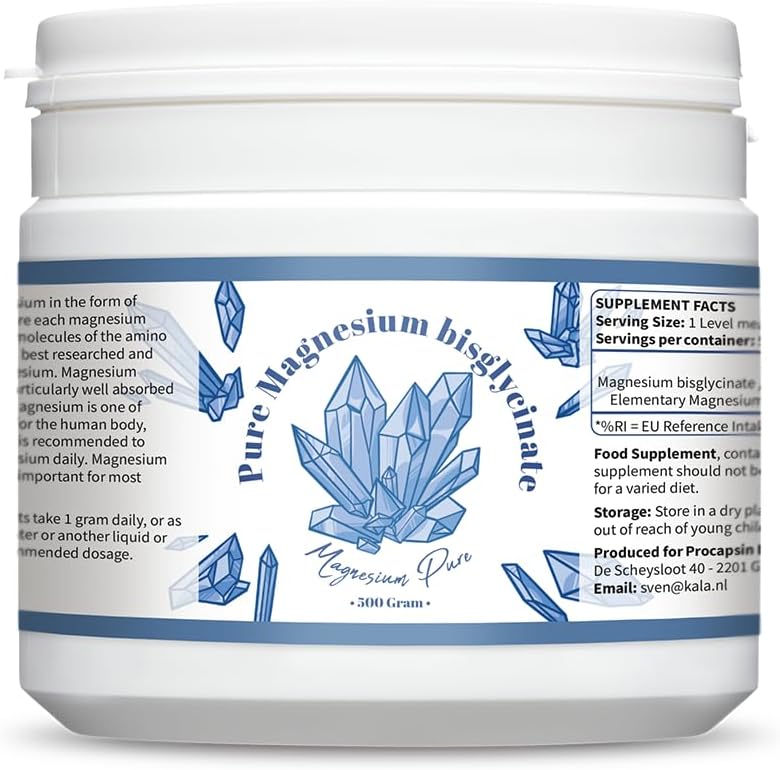 אבקת Magnesium Bisglycinate - Bisglycinate 200mg Elemental Magnesium עבור גרם - ללא Mag. Stearate (500)