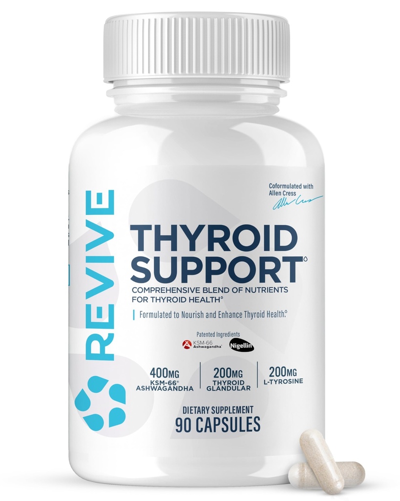 תוספי התמיכה של MD Thyroid עבור גברים ונשים - תערובת מקיפה של מזונות לתמוך בתפקוד Thyroid בריא עם ויטמין חיוני, מינרלים ו Herbs (90 קפסולות, 30 משרתים)