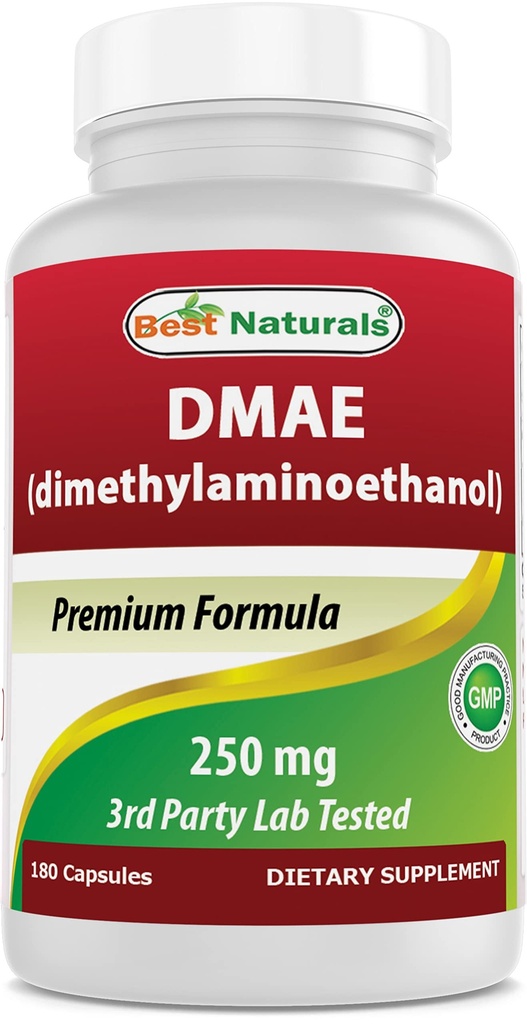 Best Naturals DMAE תוסף 250 מ"ג 180 קפסולות - Dimethylaminoethanol Bitartrate