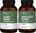כדור הארץ הרמונית אורגנית Lion's Mane & Beet Root אבקת - 120 קפסולות