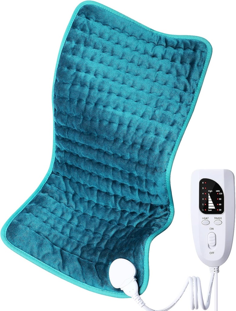 מיכל חימום חשמלי עבור Back / Shoulder / Neck / Knee / Leg Pain הקלה, 6 הגדרות מהירה Heating הגדרות, Auto-Off, Machine Washable, Moist יבש אפשרויות, תוספת 12 גדול"x24 "
