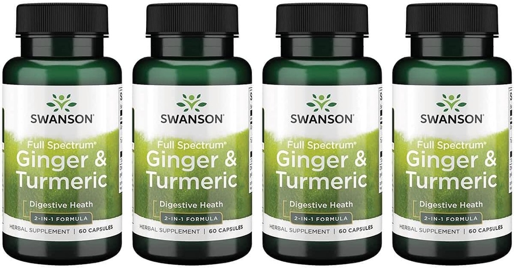 Swanson Full Spectrum ג'ינג'ר ו Turmeric 60 קפסולות 4 Pack