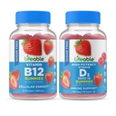 ויטמין B12 חינם ויטמין B12 + ויטמין D 5000 IU, Gummies Bundle - גדול Tasting, ויטמין תוסף, Gluten Free, GMO Free, Chewable Gummy