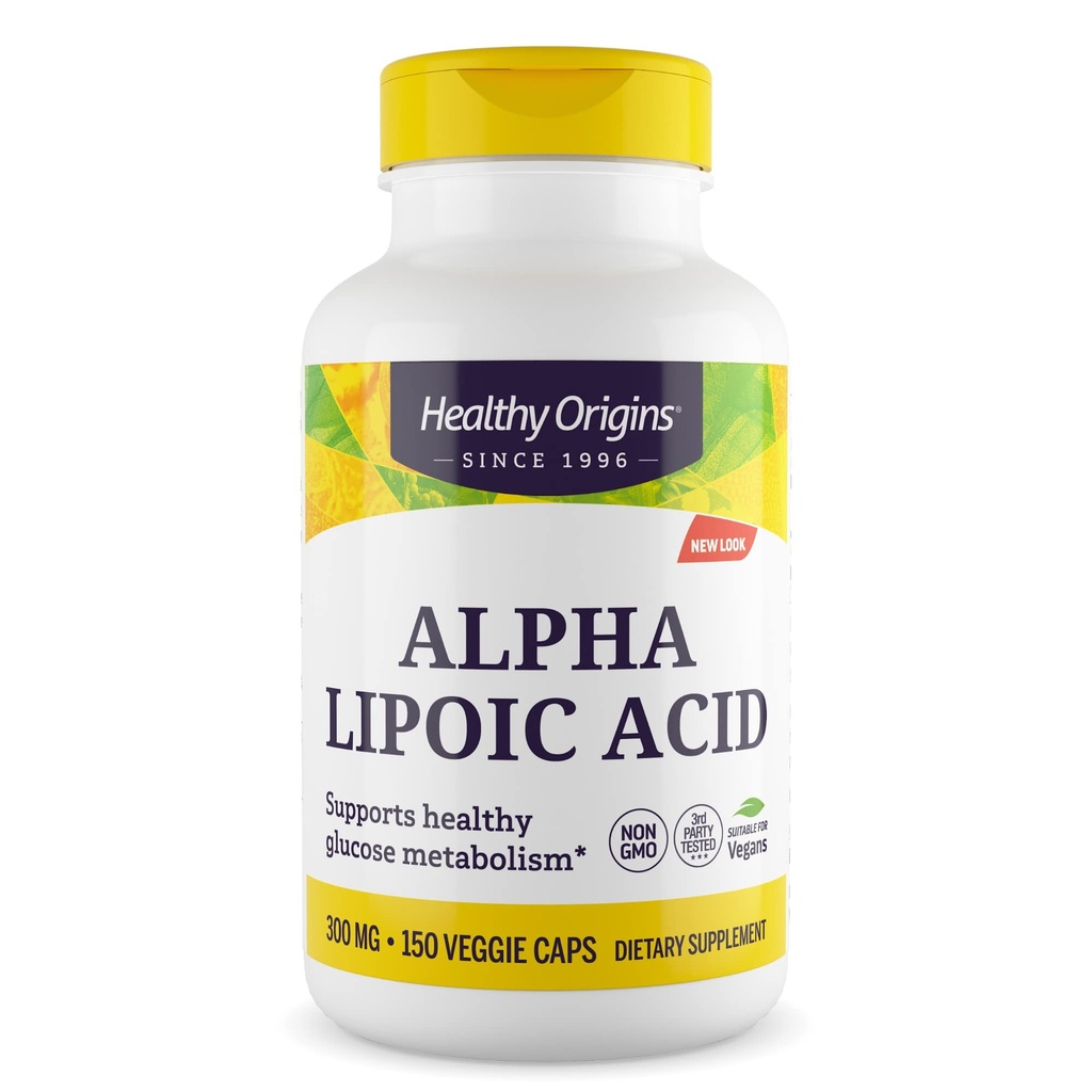 מקורות בריאים Alpha Lipoic Acid, 300 מ"ג - Alpha Lipoic Acid תוסף - Antioxidant Support - תוסף Gluten-Free - 150 Veggie קפסולות