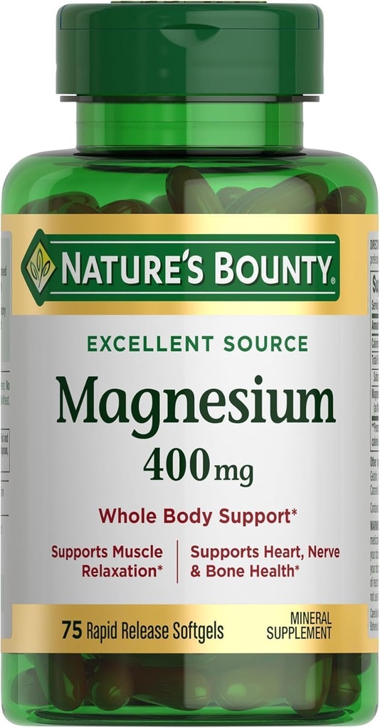 Nature's Bounty Magnesium 400 מ"ג, Softgels, 75 ea - 2pc