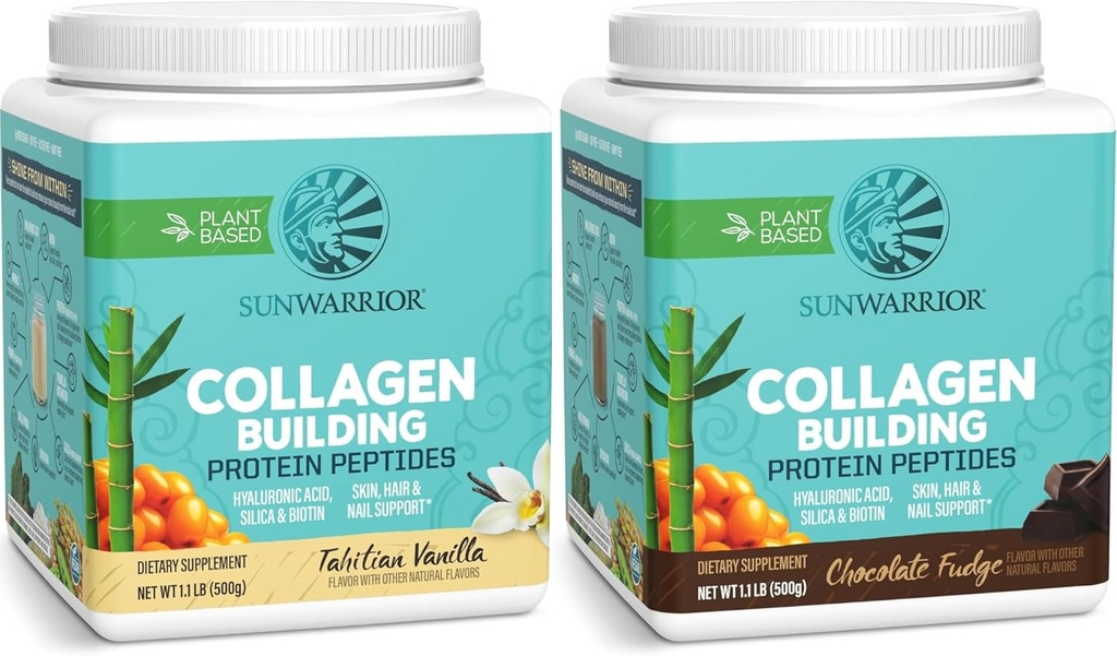 שוקולד ו וניל טבעוני קולג'ן אבקת חלבון Set | Bundle & Save | Plant Based Collagen Booster | Non-GMO לא הוסיף סוכר סויה או חלב (20 מנות שוקולד, 20 משרתי וניל)