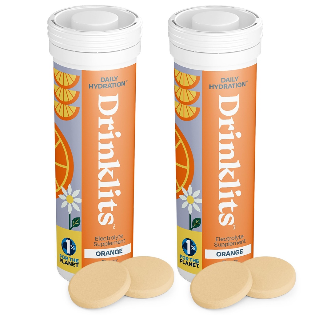 שתייתות Orange Daily hydrotion Tablet (2) Tube Bundle | Essential Electrolytes - 0g Sugar - Replenishing hydrotion Drink