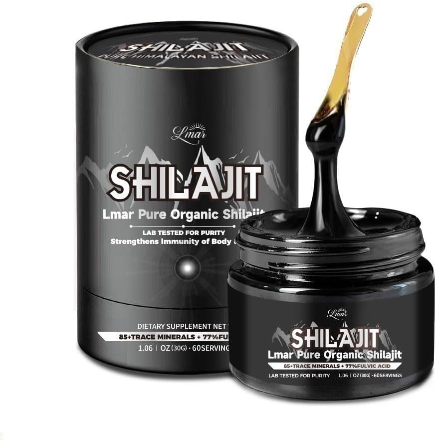 Lmar Pure אורגני ההימלאיה Shilajit Resin | 100% טבעי 75 מנה תוספי מזון שילאג'יט לגברים ונשים | מעבדה נבדקה עשיר ב 85+ Trace מינרלים & מעל 77% Fulvic Acid