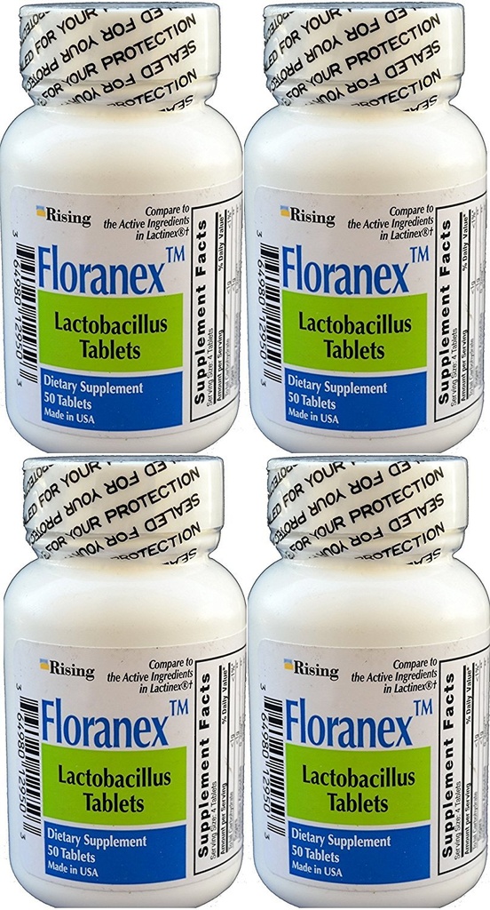 פלורנקר פרוביוטיקה 2 מיליון CFU, Lactobacillus Acidophilus לבריאות הקולונית, Generic for Lactinex, Shelf Stable No Refrigeration, 50 טבליות לבקבוק, 4Pack