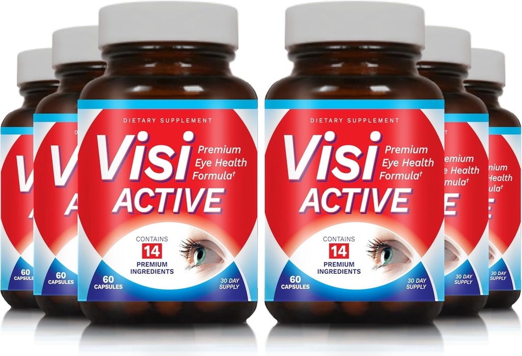 תוסף תמיכה בראייה - Eye Health Formula with L-Tartrate, Resveratrol, Blueberry Extract, ויטמין A, C, D & 11 Ingredients for Vision Support - 60 קפסולות/Bottle - 6 Pack