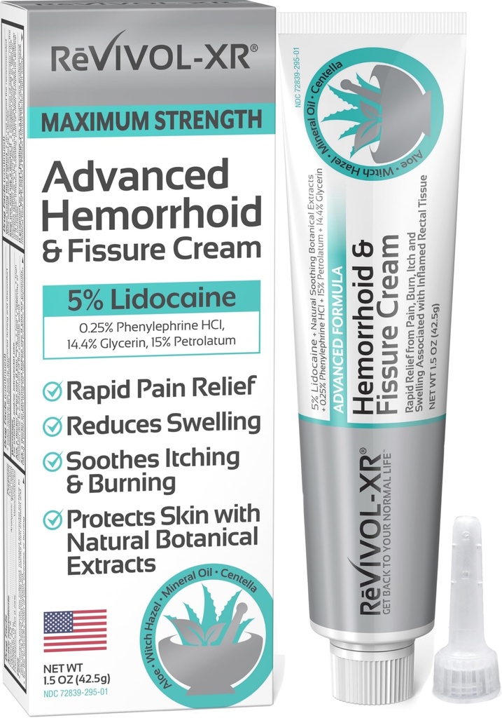 טיפול טחורים מתקדם 5% Lidocaine + שרינקs + מגנה על העור + Aloe + Witch Hazel + הבוטנים, חיצוני ופנימי שימוש. רוב מוחלט OTC Ointment & Fissure Cream, הקלה מהירה, מיוצר בארה"ב.