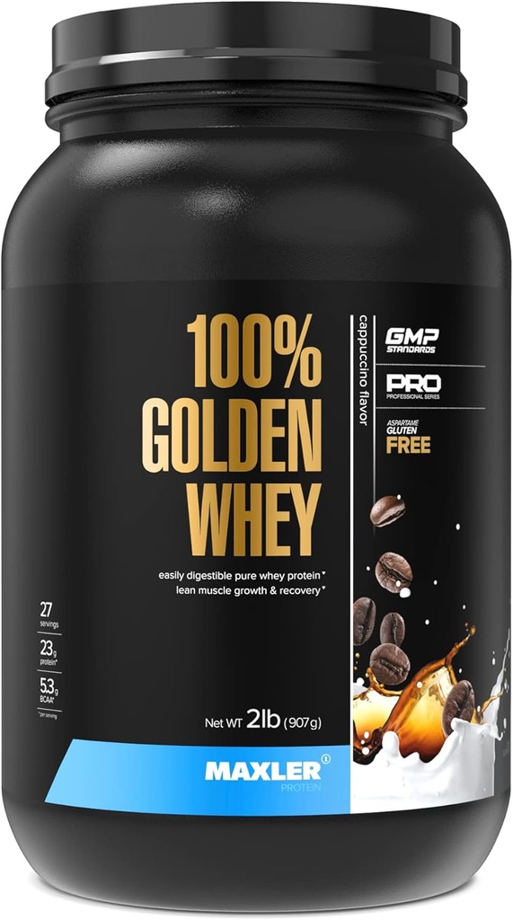 100% חלבון Whey זהב - 23 גרם של חלבון לשרת - אבקת חלבון פרימיום Whey עבור Pre Post Workout - Fast-Absorbing Whey Concentrate, Isolate & hydrolysate בלנדר - Cappuccino 2 lbout - Cappuccino 2 lbout