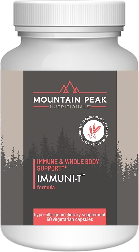 Mountain Peak Nutritionals Immuni-T - מסייע לתמוך הנשימה ואת מערכת החיסון - Zinc, ויטמין A, ויטמין C ויטמין B6 - תוסף Hypoallergenic Dietary (60 קפסולות צמחוניות)