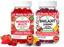 לונהקאי ארה"ב עשתה נשים Multivitamin & Shilajit Gummies Bundle - אנרגיה, Immune & Vitality Support - פלאדר - 60 מסטיקים שאינם GMO