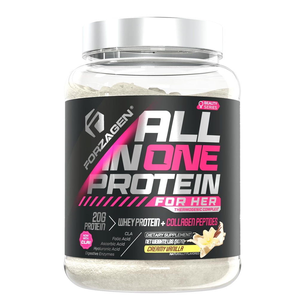 Forzagen All in One חלבון עבורה | אבקת החלבונים של נשים עם Multi Collagen Peptides | Hydrolyzed Collagen תוסף, Gut Health, Great for Pre & Post Workout משרתים