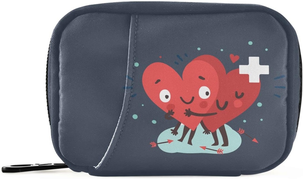 Naanle Pill מארגנת את הלב עם Cross Pill Box 7 Day Pill Case Bag Racing Bager Bag עם Zipper Portable Weekly Case Size עבור תוסף ויטמין Holer