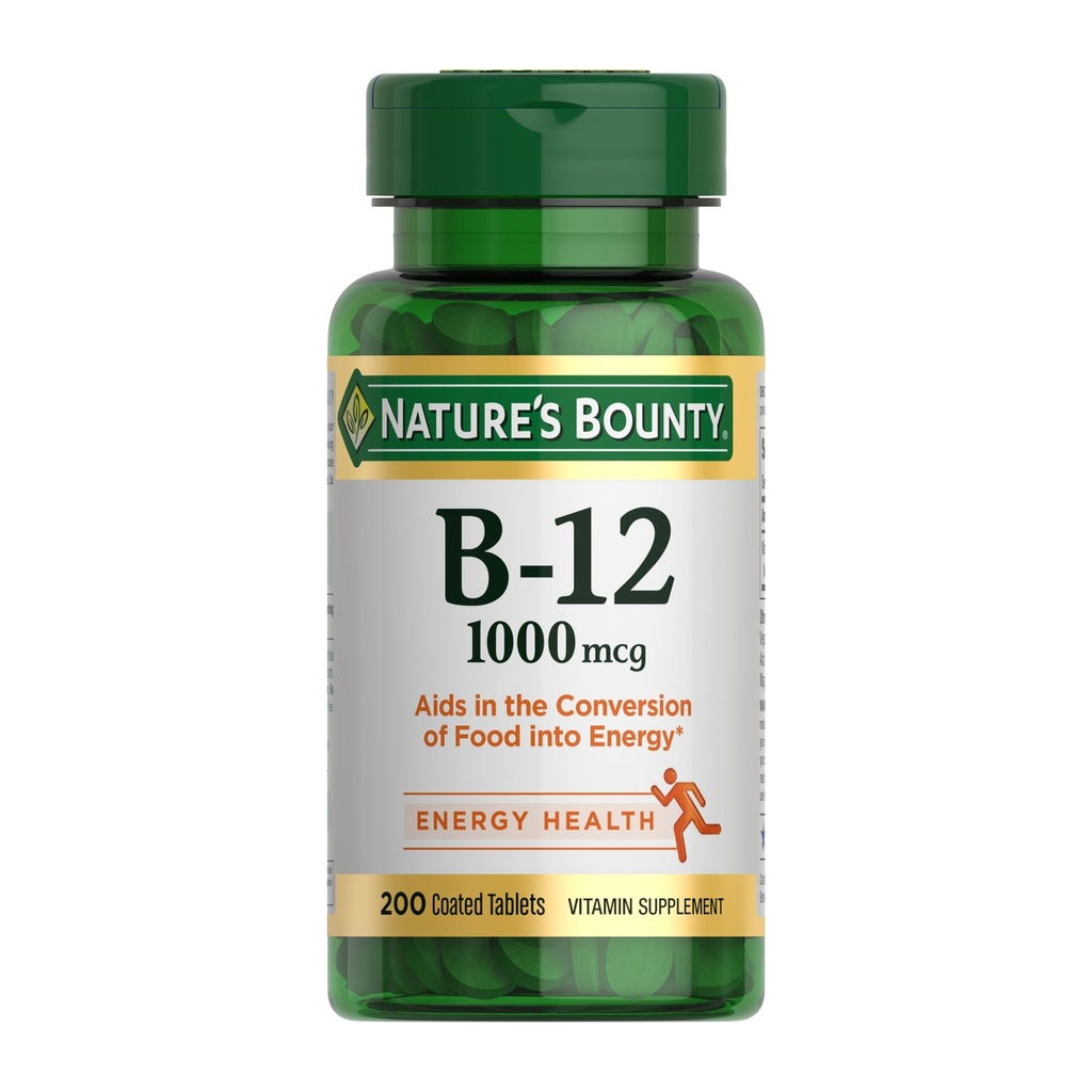 ויטמין Bounty ויטמין B12 1000 mcg, תומך אנרגיה מטאבוליזם, 200 Ct