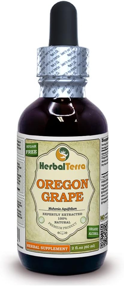 Herbal Terra LLC אורגון Grape (Mahonia Aquifolium) Tincture, Dried Roots נוזל לחלץ 2 oz