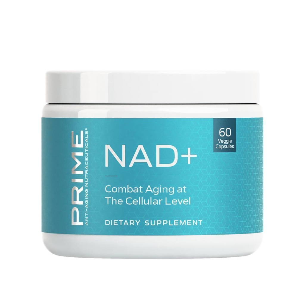 PRIME NAD+ תוספת עם Nicotinamide Riboside & Pterostilbene - Advanced Anti-Aging פורמולה, תמיכה בריאות סלולרית, פונקציונליות קוגניטיבית ייצור אנרגיה, non-GMO, Gluten-Free, 30 משרתים