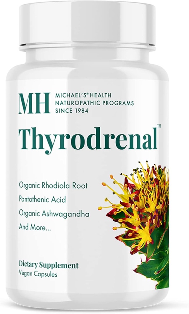 MICHAEL'S Health Naturopathic תוכניות Thyrodrenal - 120 קפסולות טבעוניות - תמיכה בריאות Thyroid & Adrenal - עם ויטמין C - 60 משרתות