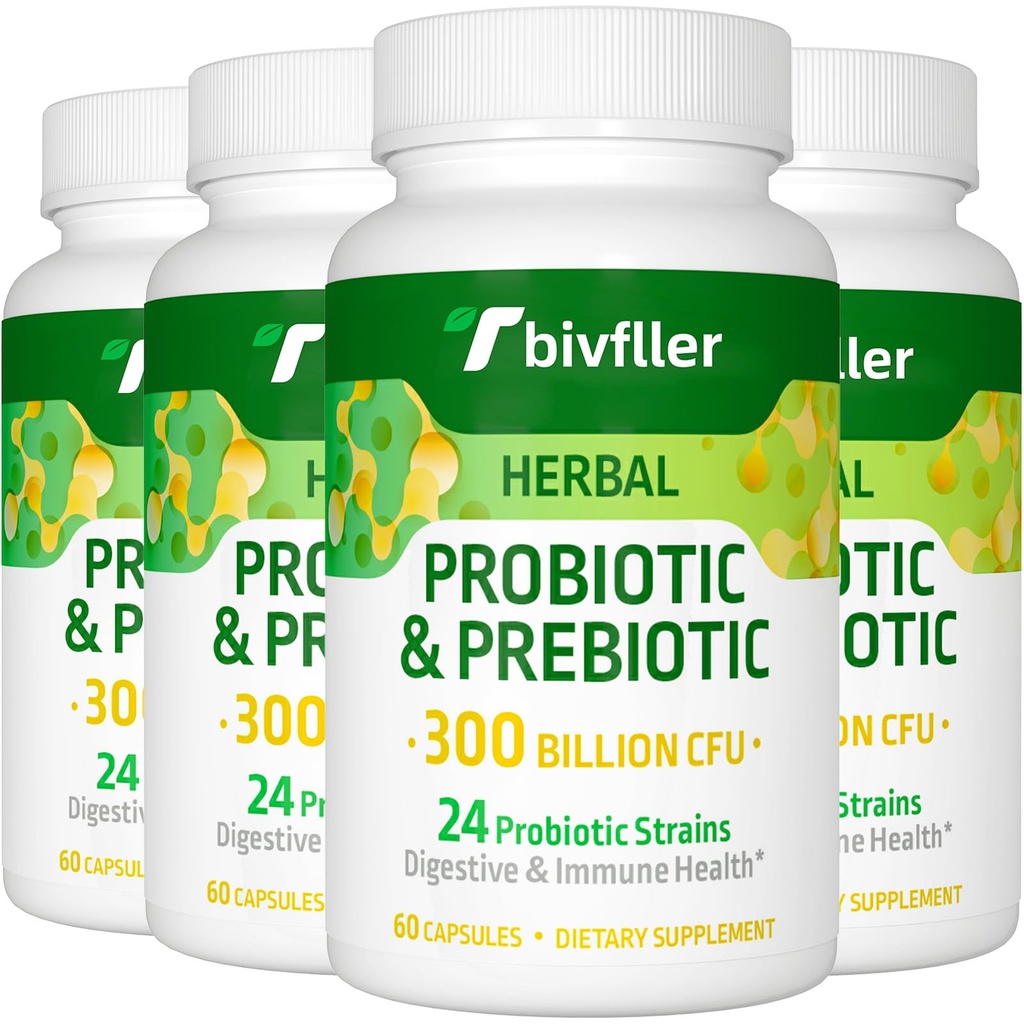 Probiotics for Women Men- 300 מיליארד CFU, 24 Strains Probiotic+15 Herbs אורגני טרוםביוטיקה בלנדר, Pre and Probiotics, for Digestive Health, Immune & Gut, Diarrhea, Bloating, טבעוני, 8 חודשים אספקת חשמל.
