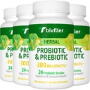 Probiotics for Women Men- 300 מיליארד CFU, 24 Strains Probiotic+15 Herbs אורגני טרוםביוטיקה בלנדר, Pre and Probiotics, for Digestive Health, Immune & Gut, Diarrhea, Bloating, טבעוני, 8 חודשים אספקת חשמל.