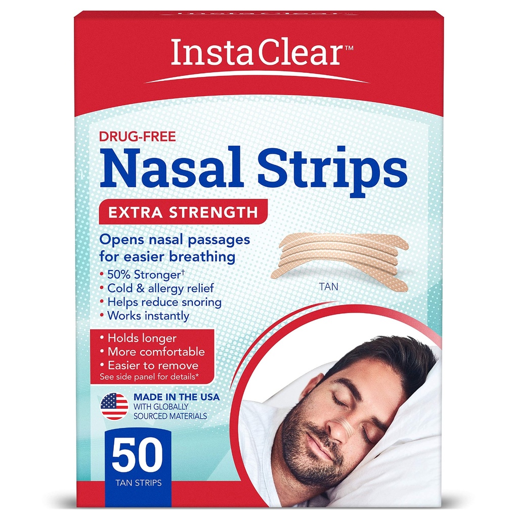 נוסף ל-Strength Nasal Strips, Tan 50 ct | Works באופן מיידי, Breathe Better, Nasal Hollandestion Relief, Stops Snoring, Cold & Allergy, Extra Power Tan