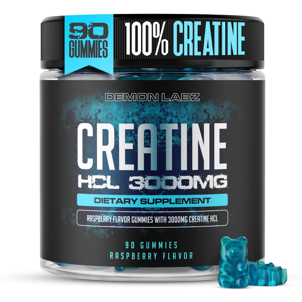 Creatine HCL 3000 מ"ג פרי - פטל פלאמור - חניכיים טבעוניות (90 Count (Pack of 1), Raspberry)