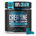Creatine HCL 3000 מ"ג פרי - פטל פלאמור - חניכיים טבעוניות (90 Count (Pack of 1), Raspberry)