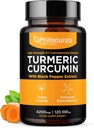 PhiNaturals Turmeric Curcumin תוסף עם Black Pepper Extract - 4200 מ"ג Whole Curcuma Root Equivalent Per 3 קפסולות לשרת - טבליות טומרניות
