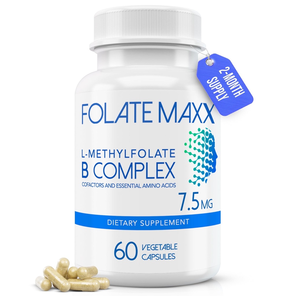 L-Methylfolate + B12 Methyhydrobalamin & B6 בלנדר (7.5 מ"ג) - 60 קפסולות - Active B-Complex with Cofactors & Essential Amino Acids - Non GMO, Gluten Free, No Fillers