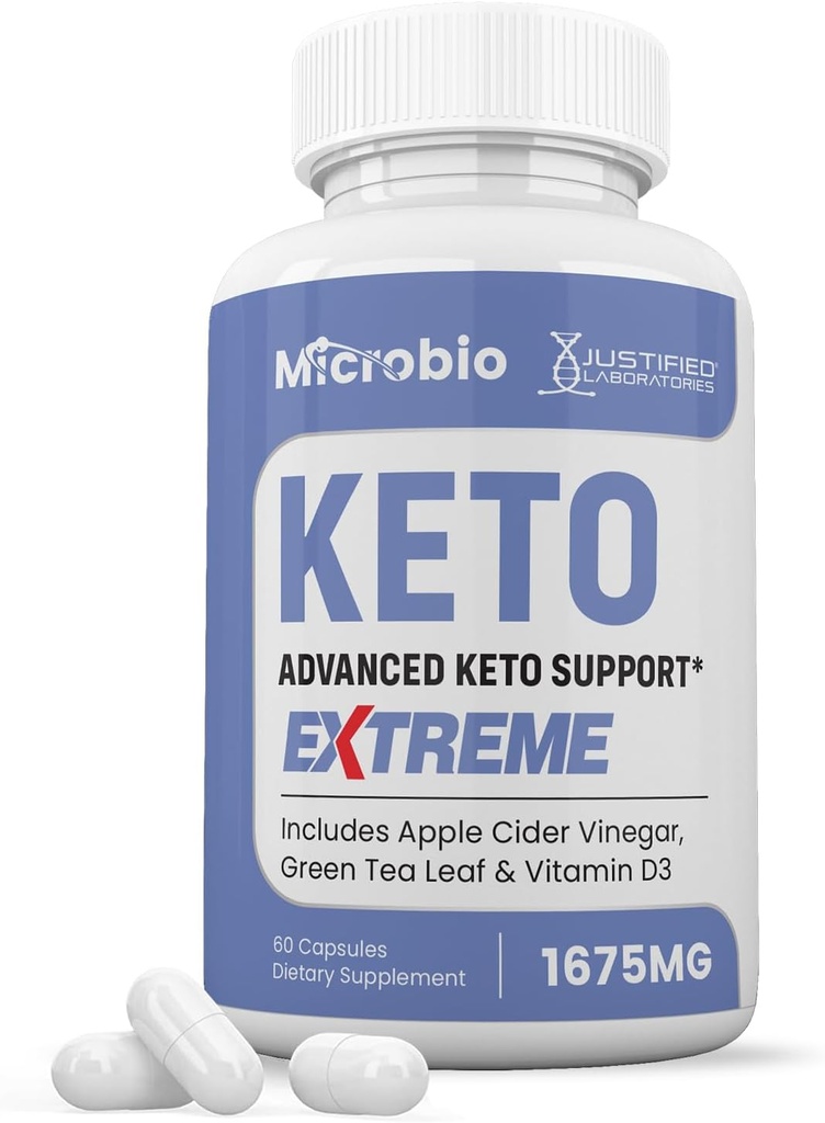 Microbio Keto ACV Extreme Pills 1675MG Keto תמיכה בלנדרה אלטרנטיבית ל-Kto ACV Gummies פורמולה עם Apple Cider Vinegar אקסטרה אבקת שמן זית ירוק עין 60 קפסולות