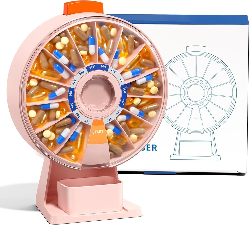 Odaro גדול גלולות Dispenser, מארגנת גלולות שבועיות 7 יום Am Pm / 14 יום גלולות Box, Daily Medicine Pill מארגנת עם Wall-הרed או עומד בשימוש עבור ויטמין, תרופה - ורוד - ורוד