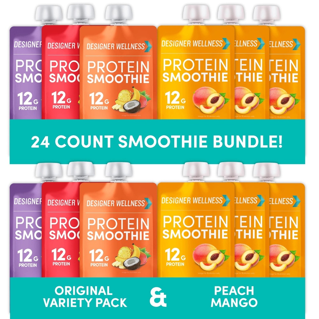 מעצב את Smoothies Origignal Variety Pack ואת Peach מנגו Bundle