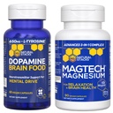 NATURAL STACKS Dopamine Brain Food + Magtech Magnesium Bundle - Chelated Magnesium Complex - תומך בבריאות המוח ודחף נפשי * - 150 קפסולות מוחלטות