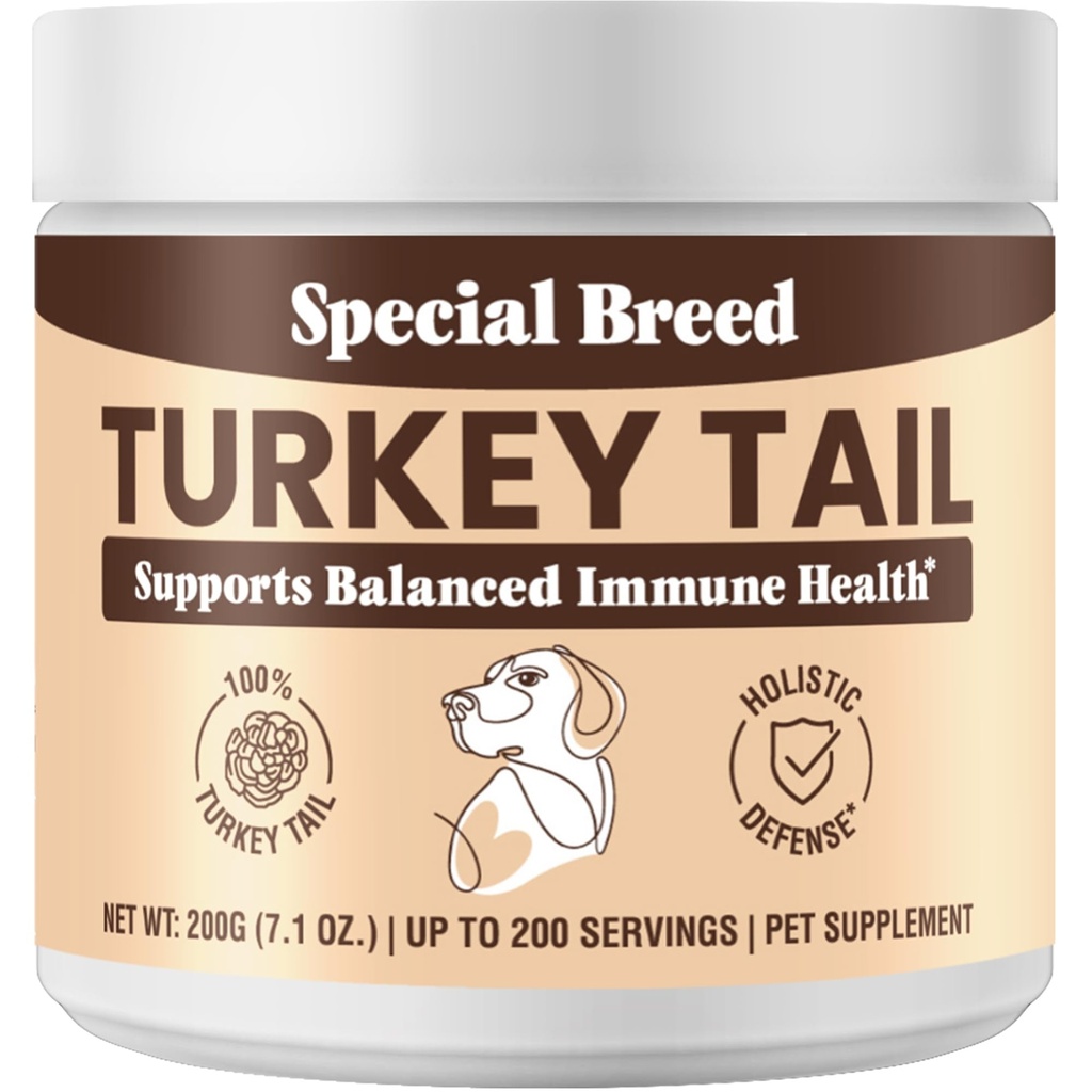 טורקיה Tail Mushroom for Dogs - Organic Turkey Tail for Dogs Mushroom אבקת for Respiratory, Immunity, Digest - Lipoma Lumps ו- Bumps תוסף, No Fillers - 200 גרמים
