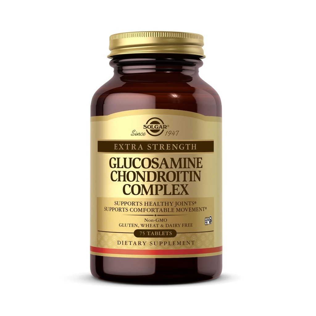 Solgar תוספת כוח Glucosamine Chondroitin מורכב - 75 טבליות - תמיכה משותפת בריאה תנועה נוחה - non-GMO, Gluten חינם, חלב חינם - 25 משרתים