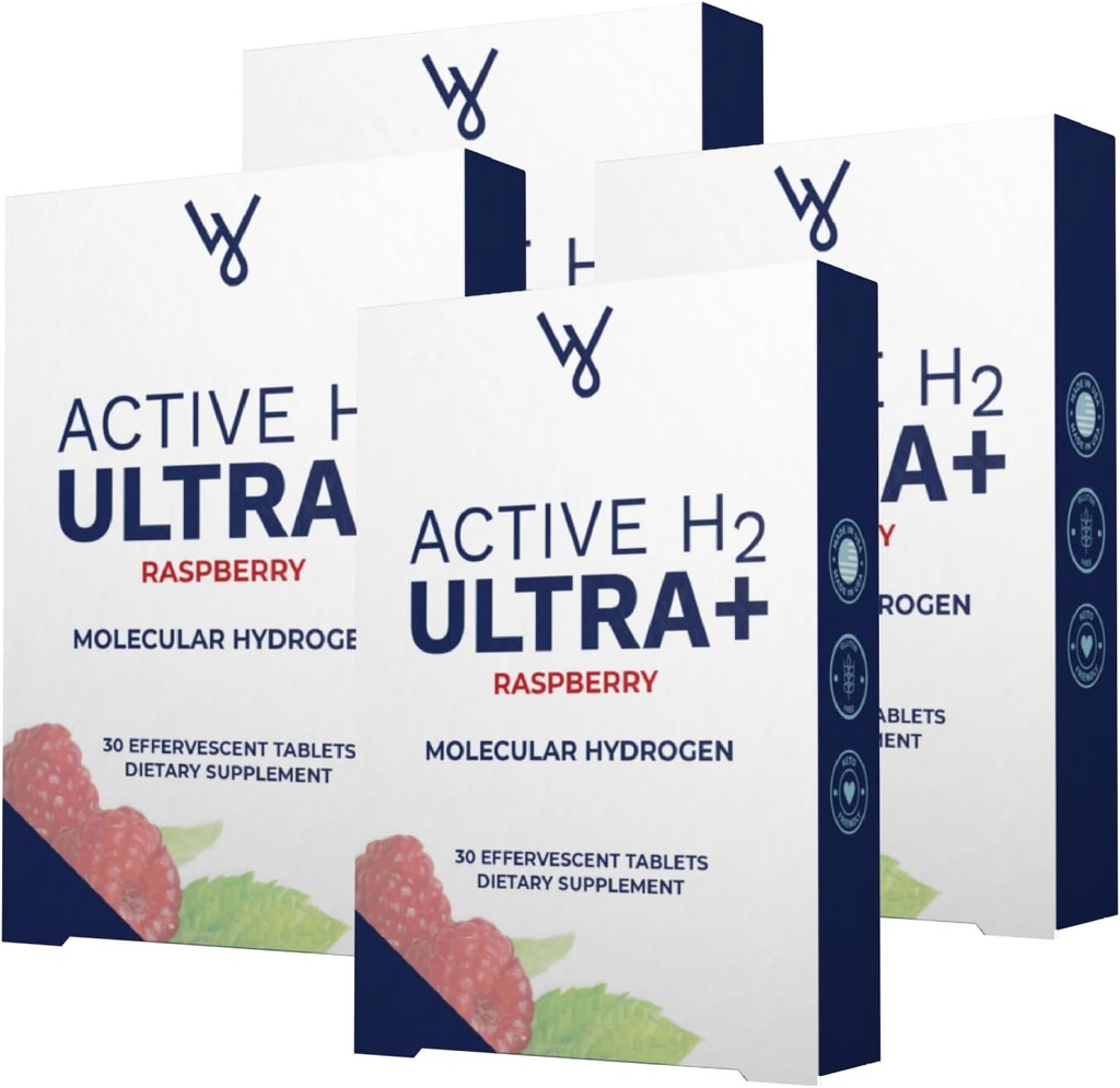 Active H2 Ultra+ Hydrogen Water Tablet, Natural Raspberry. אופטימיזציה לבריאות, תמיכה אי-אמון, ואיזון אנטי-חמצן עם יתרונות של הידרוגן מולקולרית 240 משרתים
